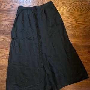 Reformation Black Button Midi Skirt